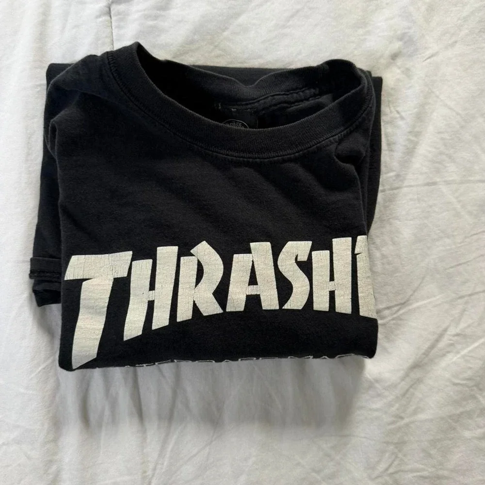Thrasher Skateboard Magazine Logo Long Sleeve Tee Mens Medium Black Streetwear